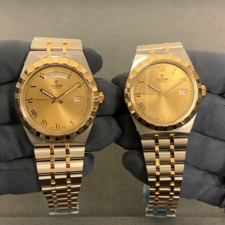 Tudor Royal Automatic Diamonds Gold Dial Two Tone Steel Strap Watch for Men - M28603-0006