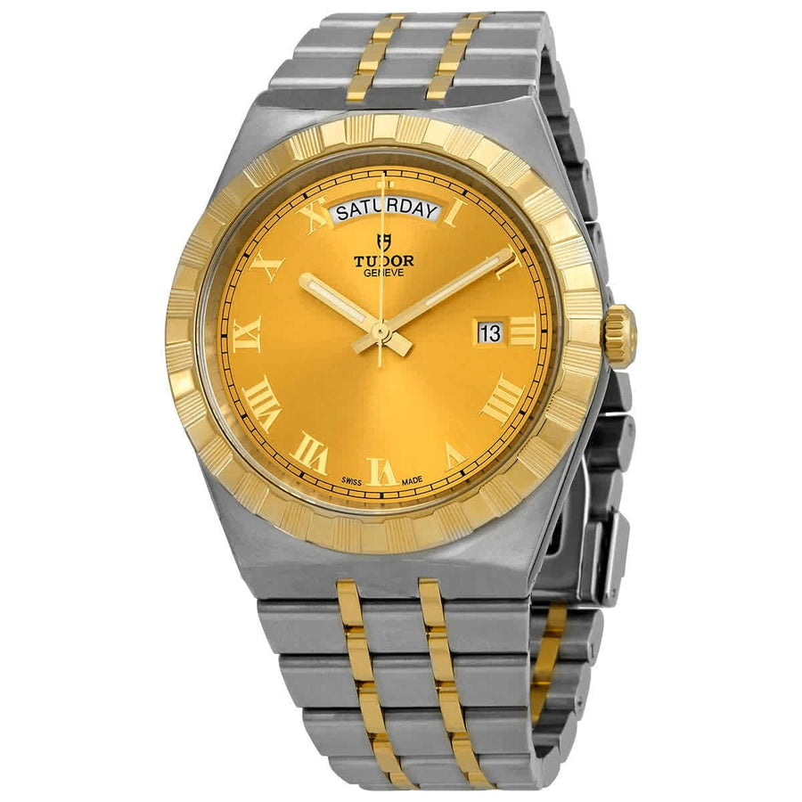 Tudor Royal Automatic Diamonds Gold Dial Two Tone Steel Strap Watch for Men - M28603-0006