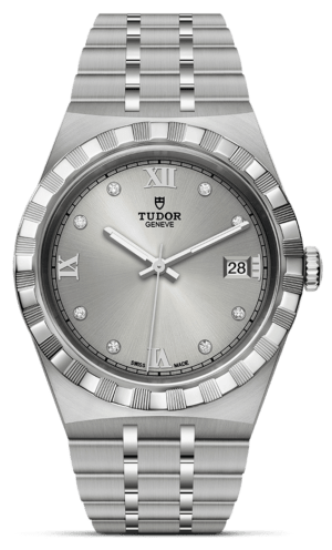 Tudor Royal Day Date Diamonds Automatic Silver Dial Silver Steel Strap Watch for Men - M28600-0002