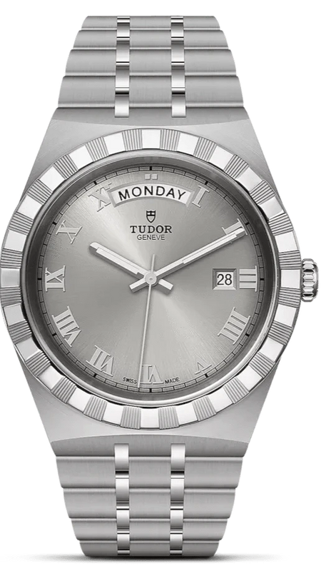 Tudor Royal Day Date Diamonds Automatic Silver Dial Silver Steel Strap Watch for Men - M28600-0002