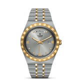 Tudor Royal Diamonds Automatic Grey Dial Two Tone Steel Strap Watch for Men - M28603-0002