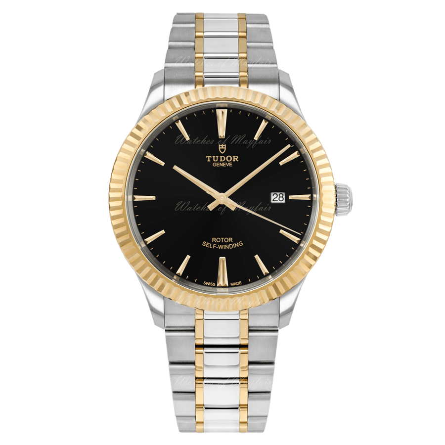 Tudor Style Automatic Black Dial Two Tone Steel Strap Watch for Men - M12713-0005
