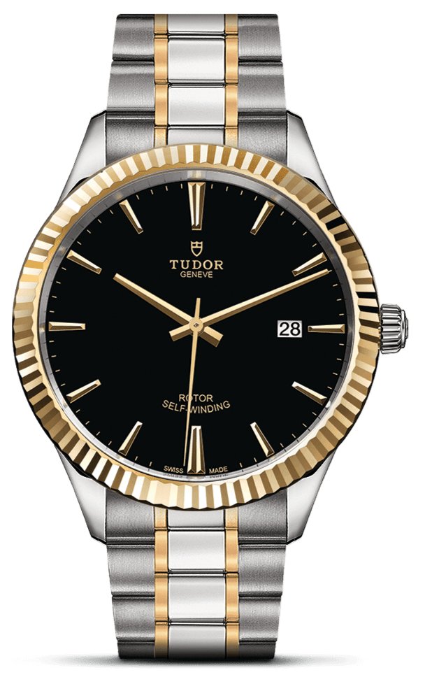 Tudor Style Automatic Black Dial Two Tone Steel Strap Watch for Men - M12713-0005