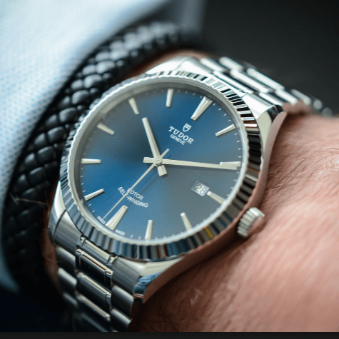 Tudor Style Automatic Blue Dial Silver Steel Strap Watch for Men - M12710-0013