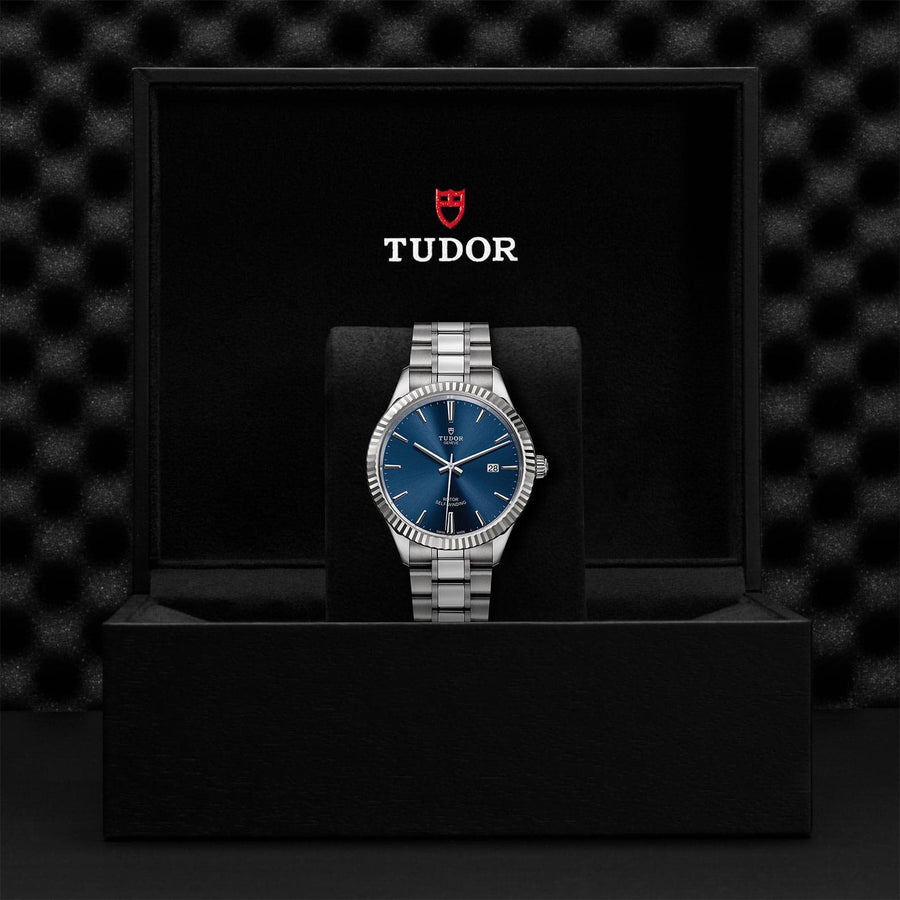 Tudor Style Automatic Blue Dial Silver Steel Strap Watch for Men - M12710-0013