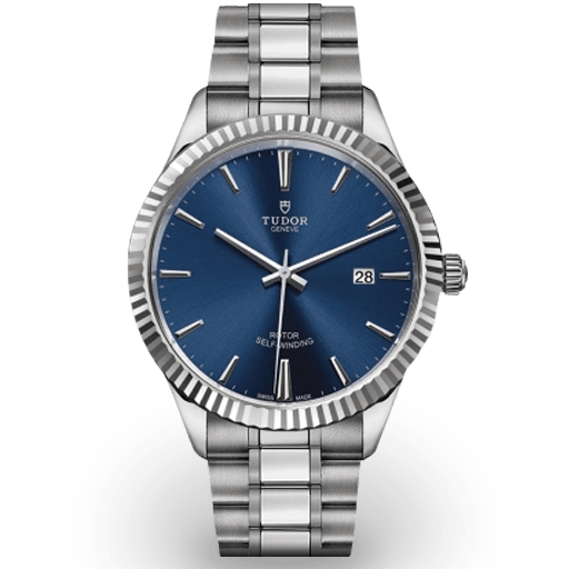 Tudor Style Automatic Blue Dial Silver Steel Strap Watch for Men - M12710-0013