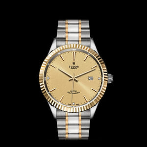 Tudor Style Automatic Diamonds Gold Dial Two Tone Steel Strap Watch for Men - M12713-0007