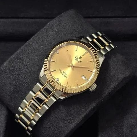 Tudor Style Automatic Gold Dial Two Tone Steel Strap Watch for Men - M12713-0001