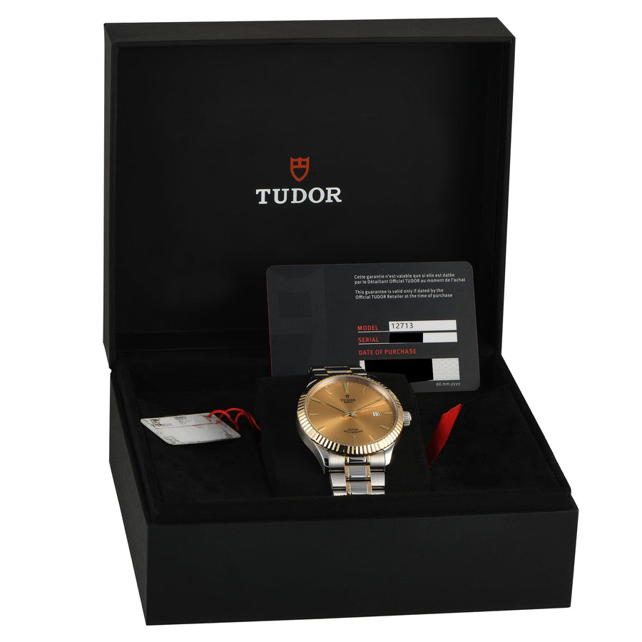 Tudor Style Automatic Gold Dial Two Tone Steel Strap Watch for Men - M12713-0001