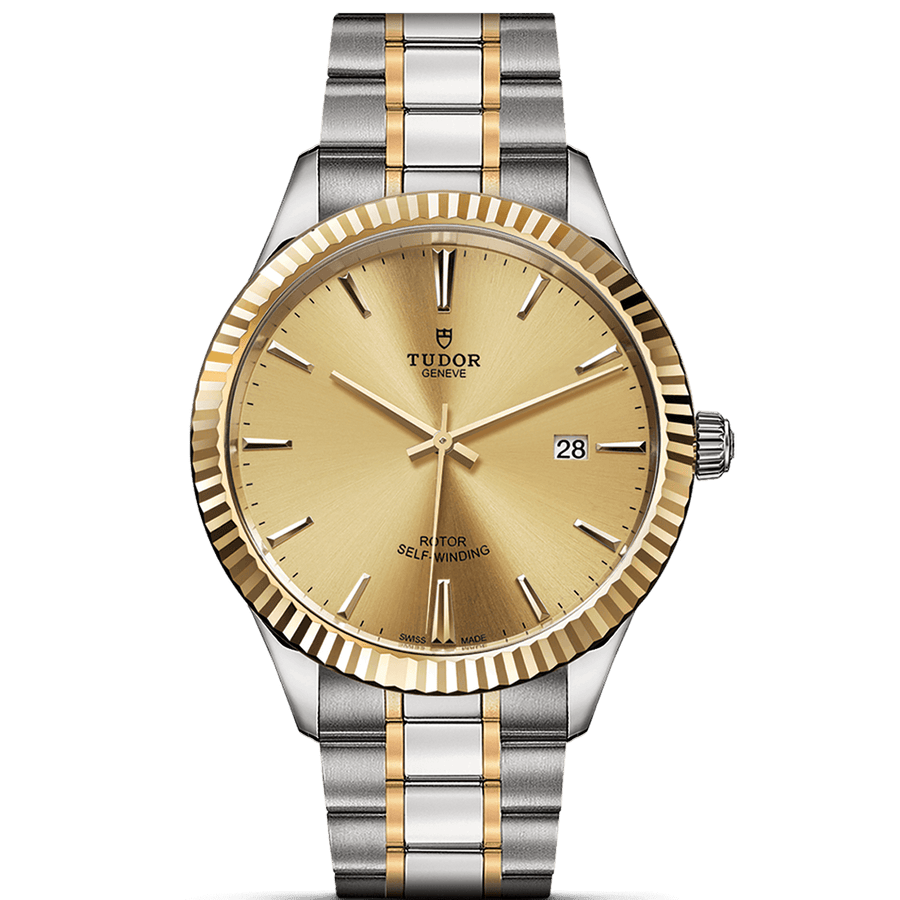 Tudor Style Automatic Gold Dial Two Tone Steel Strap Watch for Men - M12713-0001