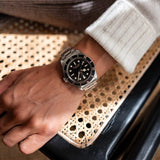 Tudor Black Bay Black Dial Silver Steel Strap Watch for Men - 79030N-0001