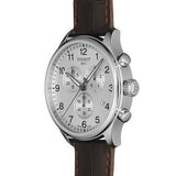 Tissot T Sport Chrono XL Classic Silver Dial Brown Leather Strap Watch For Men - T116.617.16.037.00