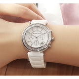 Michael Kors Parker White Dial White Leather Strap Watch for Women - MK5848