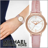 Michael Kors Cinthia Mother of Pearl Dial Pink Leather Strap Watch for Women - MK2663