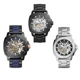 Fossil Modern Machine Automatic Silver Dial Black Steel Strap Watch for Men - ME3080