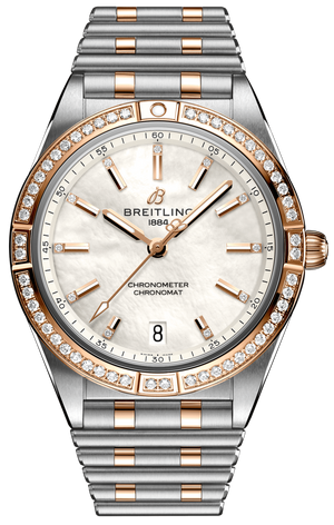 Breitling Chronomat Automatic 36 Diamonds Mother of Pearl Dial Two Tone Steel Strap Watch for Women - U10380591A2U1