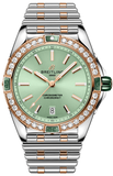 Breitling Super Chronomat Automatic 38 Diamonds Green Dial Two Tone Steel Strap Watch for Women - U17356531L1U1