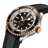 Breitling Superocean Automatic 42mm 18K Red Gold & Black Dial Black Rubber Strap Watch for Men - U17375211B1S1