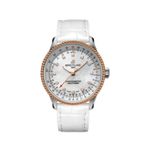 Breitling Navitimer Automatic 35 Mother of Pearl Dial White Leather Strap Watch for Women - U17395211A1P3