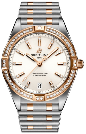 Breitling Chronomat 32 Diamonds White Dial Two Tone Steel Strap Watch for Women - U77310591A1U1