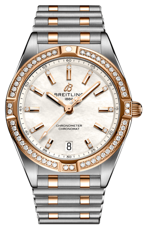 Breitling Chronomat 32 Diamonds Mother of Pearl Dial Two Tone Steel Strap Watch for Women - U77310591A2U1