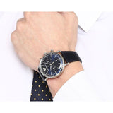 Emporio Armani Aviator Blue Dial Blue Leather Strap Watch For Men - AR11105