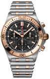 Breitling Chronomat B01 42 18K Red Gold Black Dial Two Tone Steel Strap Watch for Men - UB01341A1B1U1