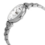 Emporio Armani Gianni T Bar White Marble Dial Silver Steel Strap Watch For Women - AR11170