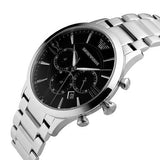 Emporio Armani Giovanni Chronograph Black Dial Silver Steel Strap Watch For Men - AR11208