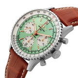 Breitling Navitimer B01 Chronograph 41 Green Dial Brown Leather Strap Watch for Men - AB0139211L1P1