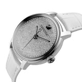 Swarovski Crystalline Hours Silver Dial White Leather Strap Watch for Women - 5295383