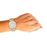 Emporio Armani Gianni T Bar White Mother of Pearl Dial Gold Steel Strap Watch For Women - AR1907