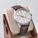 Tag Heuer Carrera Chronograph White Dial Brown Leather Strap Watch for Men - CBN2013.FC6483