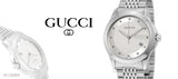 Gucci G Timeless Diamonds Silver Dial Silver Steel Strap Watch For Men - YA126404