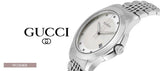 Gucci G Timeless Diamonds Silver Dial Silver Steel Strap Watch For Men - YA126404