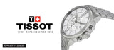 Tissot Chemin des Tourelles Automatic Chronograph White Dial Silver Steel Strap Watch for Men - T099.427.11.038.00