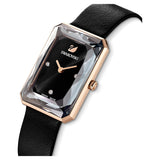 Swarovski Uptown Black Dial Black Leather Strap Watch for Women - 5547710