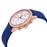 Guess Solar White Rose Gold Dial Blue Rubber Strap Watch For Women - W1135L3