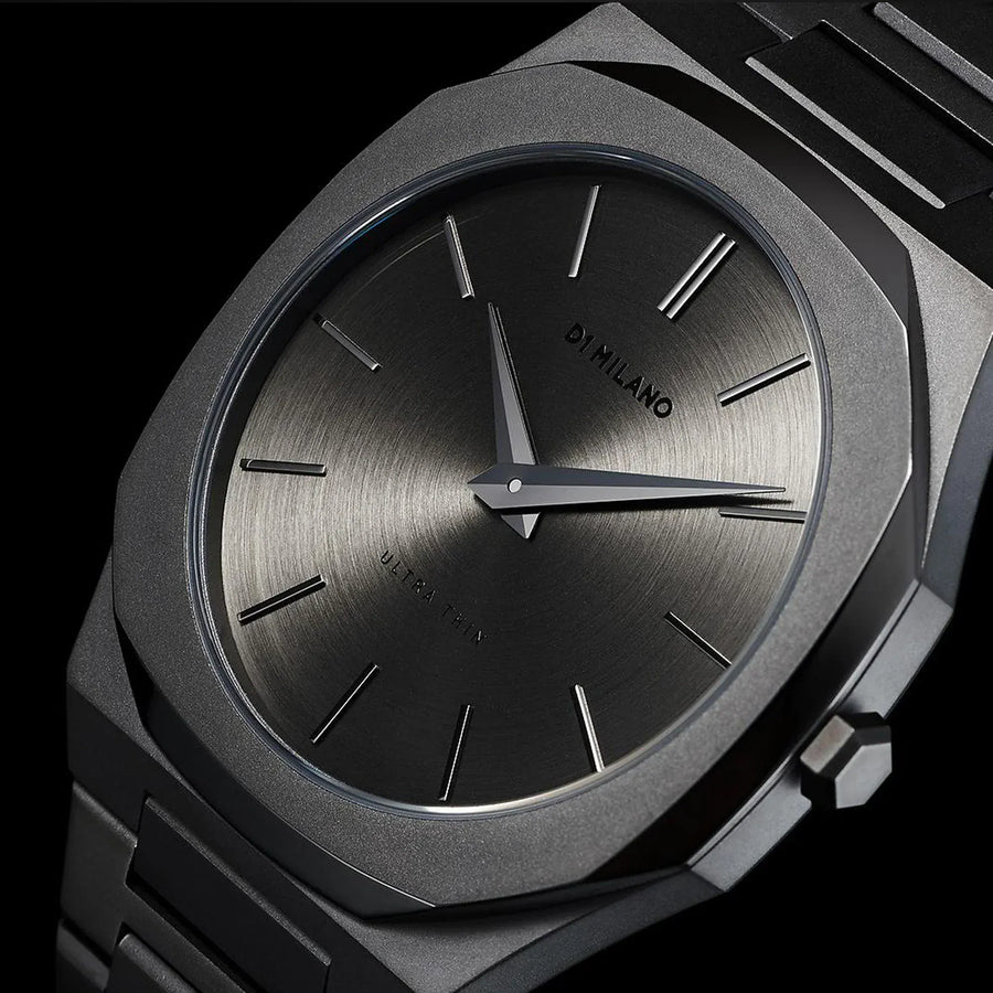 D1 Milano Ultra Thin Anthracite Gray Dial Gray Steel Strap Watch for Men - D1-UTBJ22