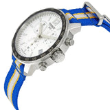 Tissot Quickster Chronograph NBA Golden State Warriors White Dial Two Tone NATO Strap Watch for Men - T095.417.17.037.15