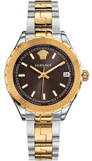 Versace Hellenyium Brown Dial Two Tone Steel Strap Watch for Women - V12040015