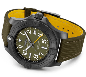 Breitling Avenger Automatic GMT 45 Night Mission Green Dial Green Nylon Strap Watch for Men - V323952A1L1X1