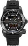 Breitling Emergency Black Dial Black Rubber Strap Watch for Men - V76325221B1S1