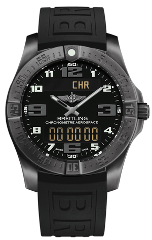 Breitling Aerospace Evo Black Dial Black Rubber Strap Watch for Men - V79363101B1S1