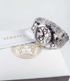 Versace Aion Chronograph Quartz White Dial Silver Steel Strap Watch for Men - VBR040017