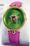 Versace Palazzo Empire Green Dial Pink Leather Strap Watch for Women - VCO150017