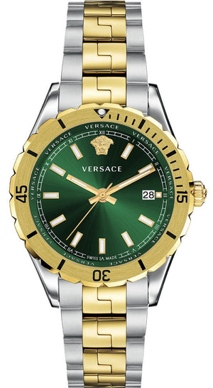 Versace Hellenyium Quartz Green Dial Two Tone Steel Strap Watch For Men - VE3A00720