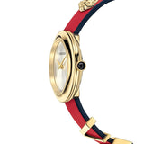 Versace V-Flare Quartz Silver Dial Red Leather Strap Watch for Women - VEBN00418