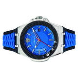 Versace Chain Reaction Quartz Blue Dial Blue & Black Leather Strap Watch for Men - VEDY00119