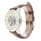 Fossil Grant Automatic Beige Skeleton Dial Brown Leather Strap Watch for Men - ME3099